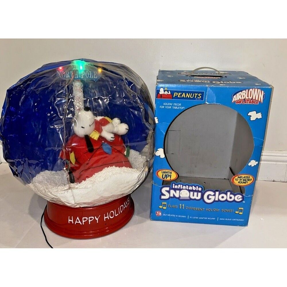 Gemmy Peanuts Snoopy Inflatable Snow Globe Christmas Holiday christmas 15" rare